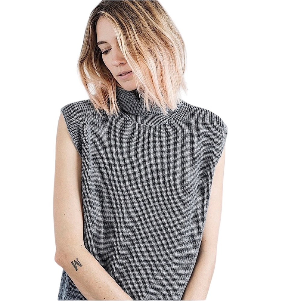 Everlane Gray Sleeveless Turtleneck Sweater